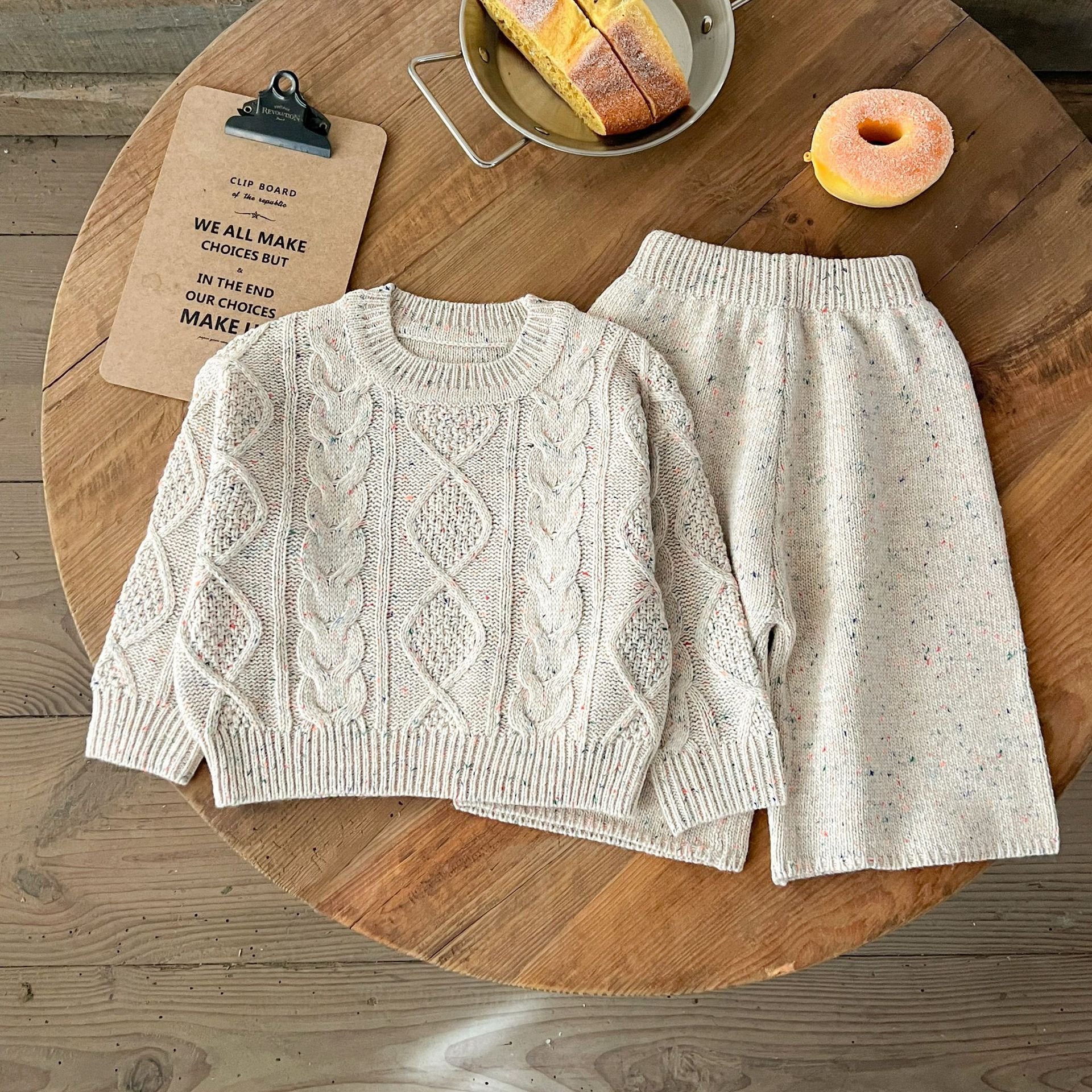 Spring Baby Suit Cotton Boys Girls Knitted Sweater Pants 2 Piece High Quality Kids Set
