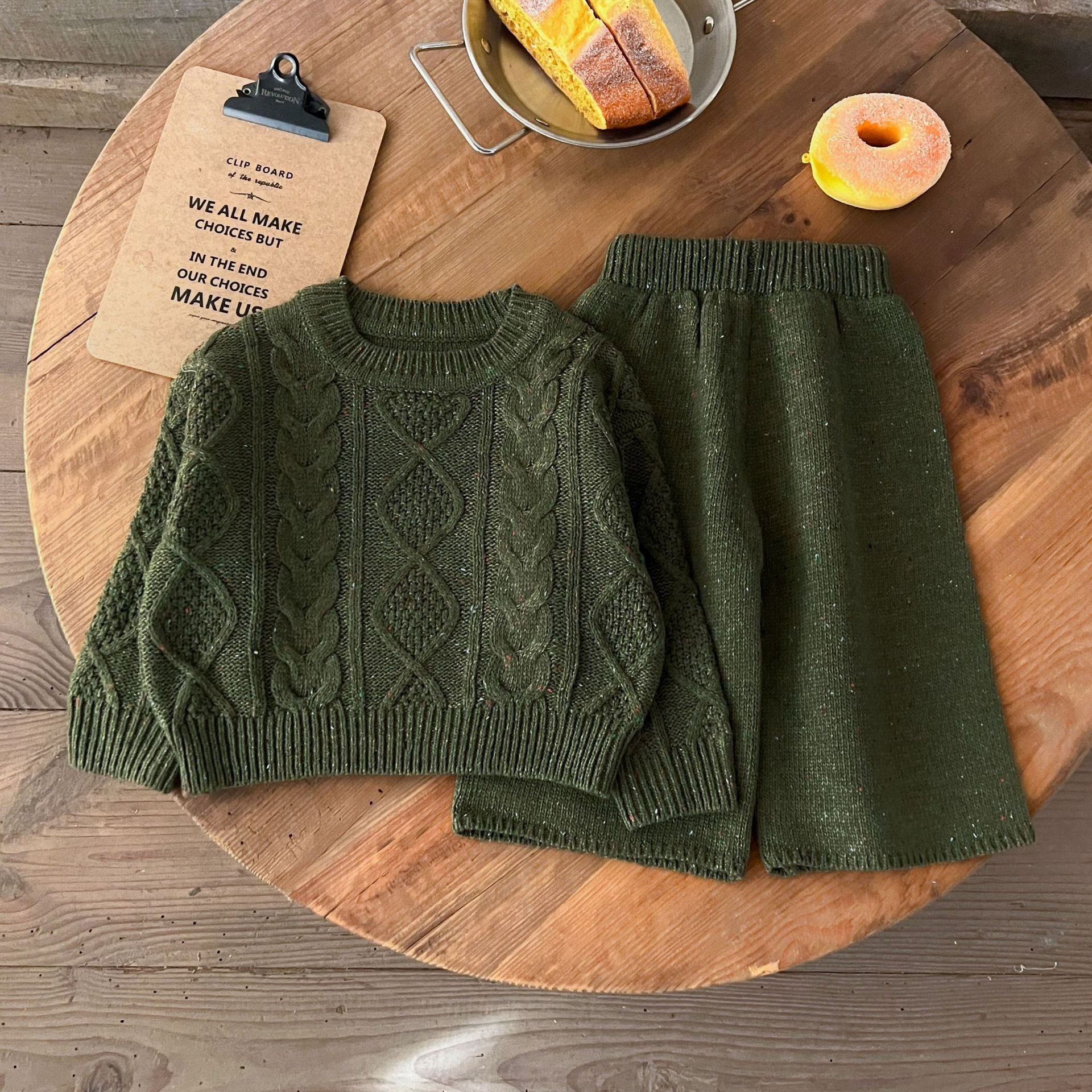 Spring Baby Suit Cotton Boys Girls Knitted Sweater Pants 2 Piece High Quality Kids Set