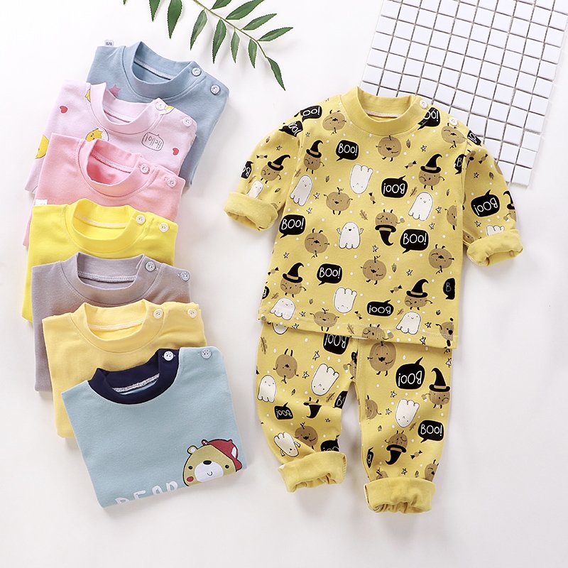 Hot sale wholesale long sleeve kids sleepwear printing cotton animals boys pajama sets