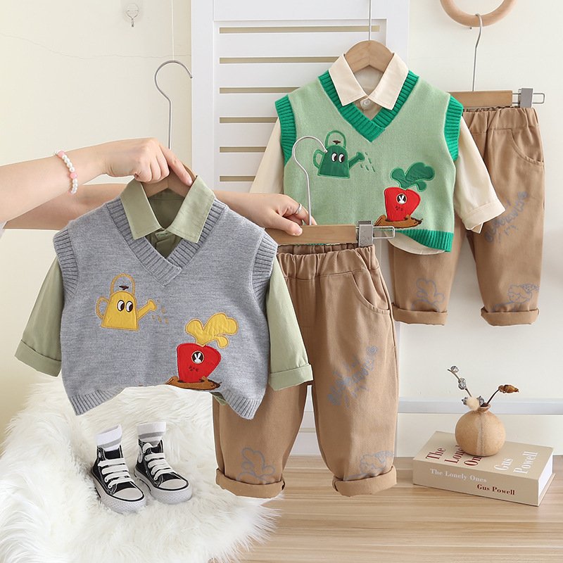 Hot Selling Autumn New Design Baby Boy Clothes 3pcs 1-4 years old Wholesale Baby Boys Clothing Sets
