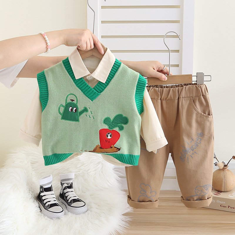 Hot Selling Autumn New Design Baby Boy Clothes 3pcs 1-4 years old Wholesale Baby Boys Clothing Sets