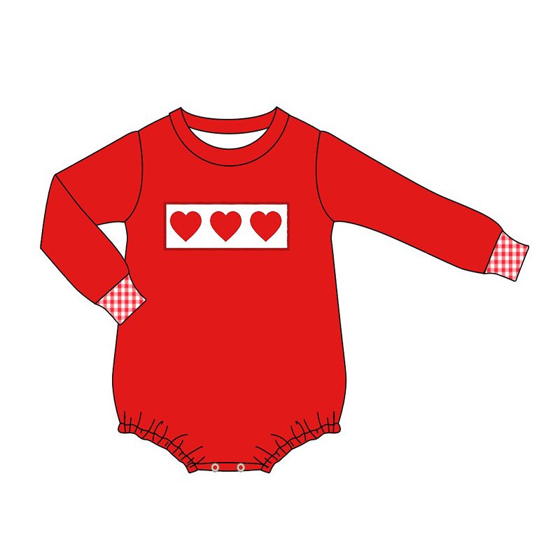 baby boy Valentine's day clothes red hearts smocked pants set children matching holiday embroidery boutique outfit