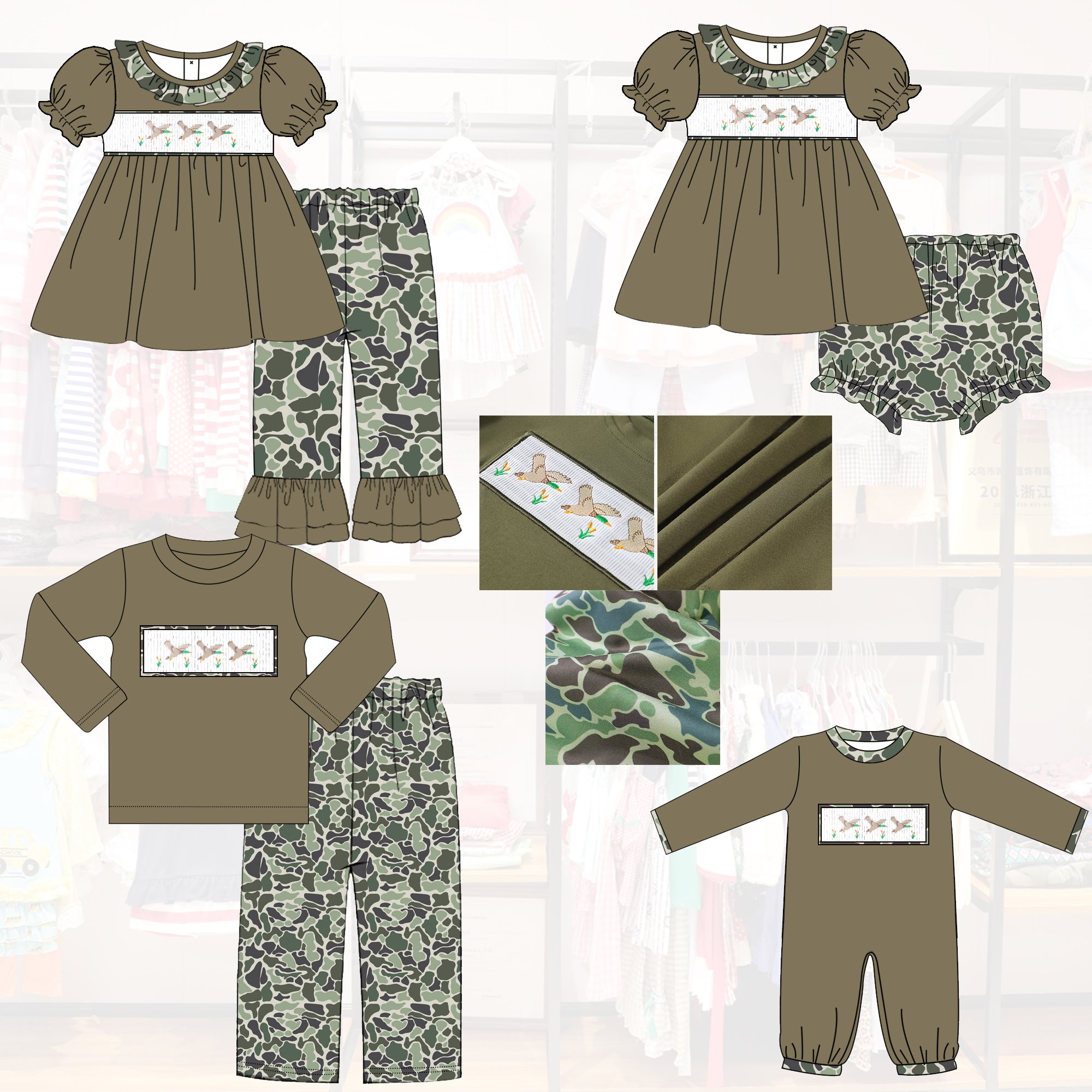 Puresun Popular Wholesale Toddler Boys Clothing Set Hunting Style Match Hat Knitted Cotton Shorts TShirt with Short Sleeves