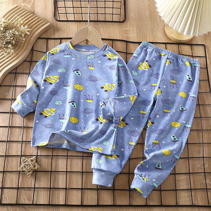 Children 0-12 years old boys warm home clothes girls underwear pajamas set