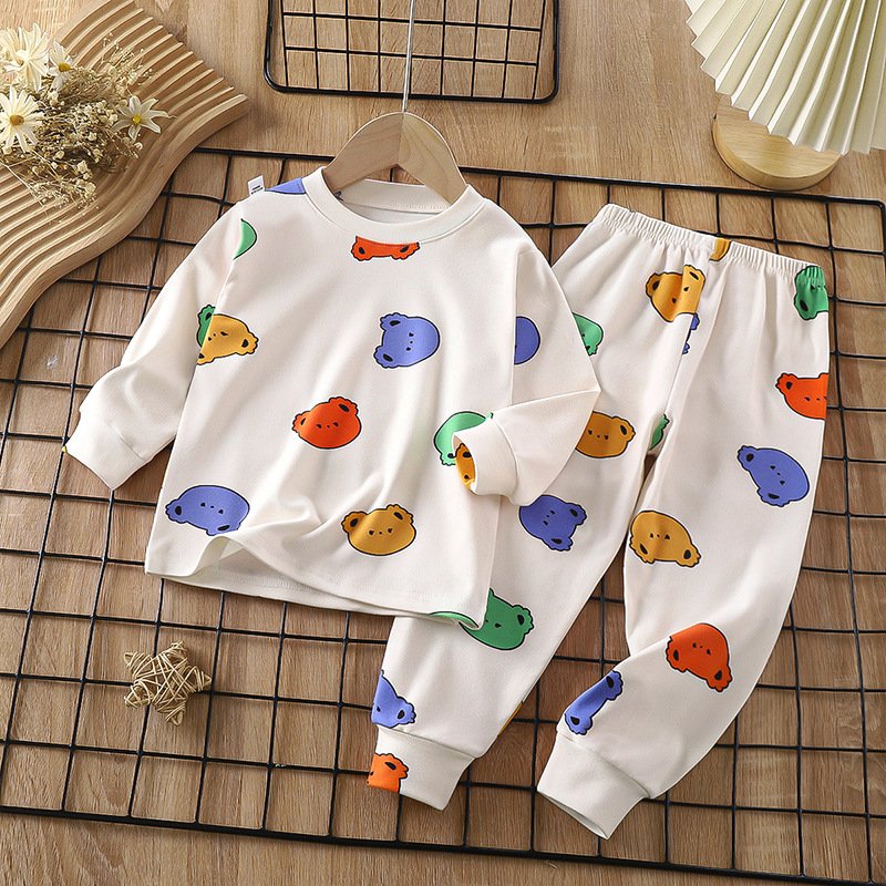 Children 0-12 years old boys warm home clothes girls underwear pajamas set