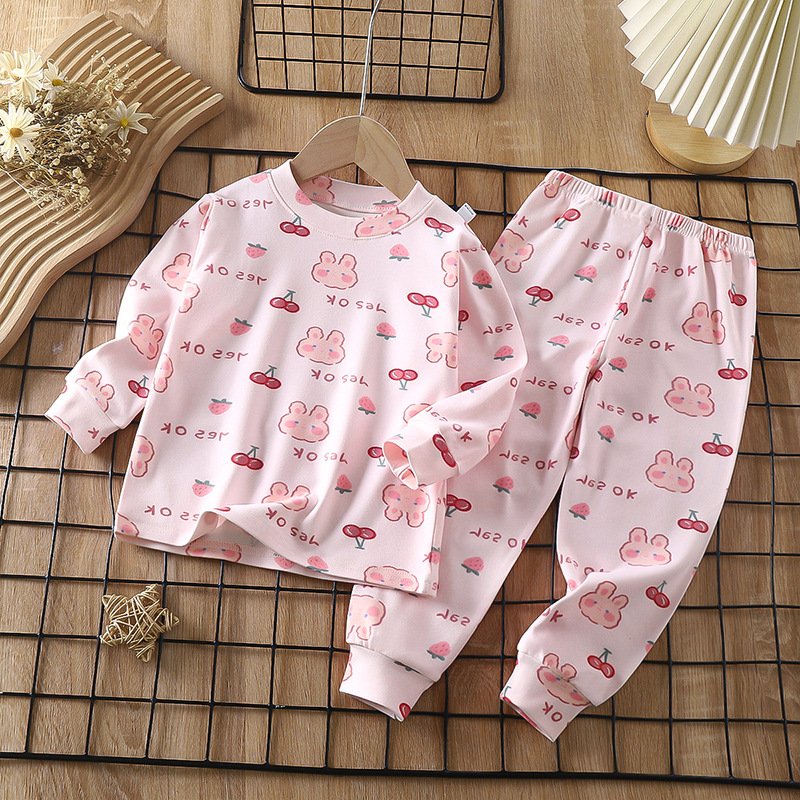 Children 0-12 years old boys warm home clothes girls underwear pajamas set