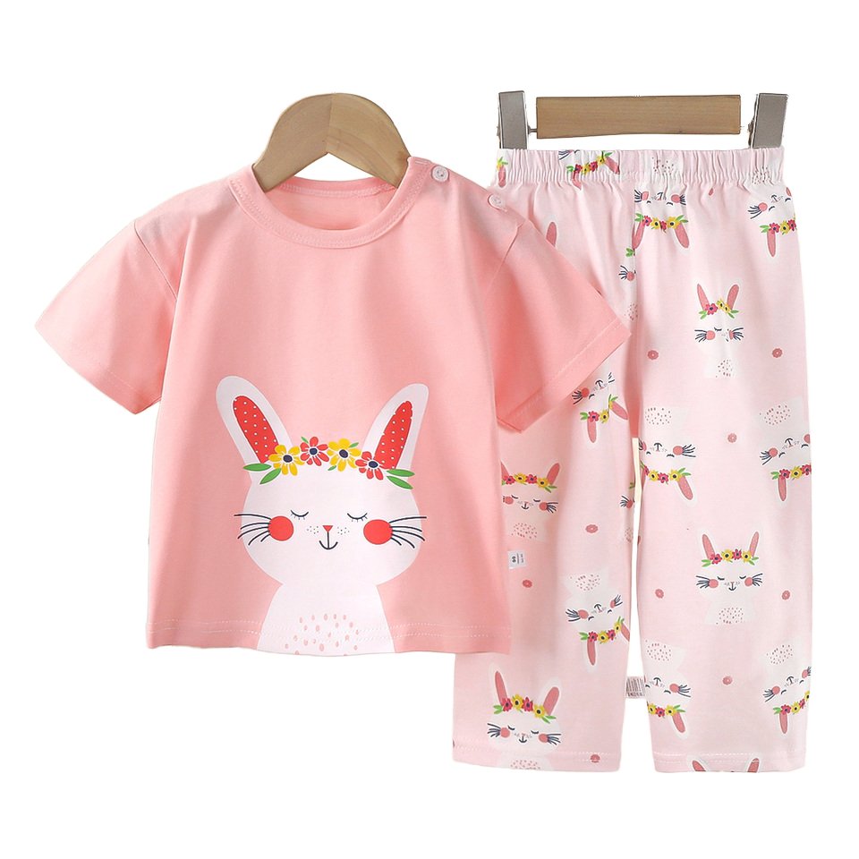 Wholesale Baby Clothes 100% Cotton 2pcs Short Sleeve Kids Summer Clothes Boy Pajamas