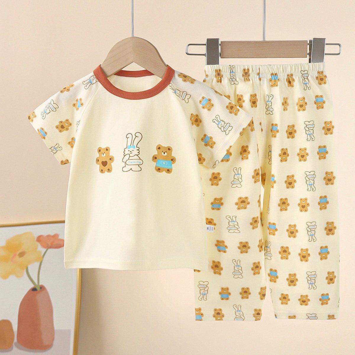 Wholesale Baby Clothes 100% Cotton 2pcs Short Sleeve Kids Summer Clothes Boy Pajamas
