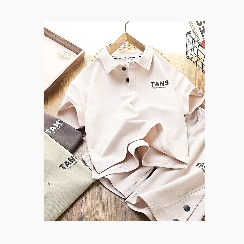 2024 Short Sleeve Clothing Set Children's polo Two-piece Soild Color Shorts set kids shorts and shirts set