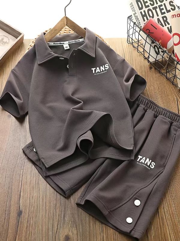 2024 Short Sleeve Clothing Set Children's polo Two-piece Soild Color Shorts set kids shorts and shirts set