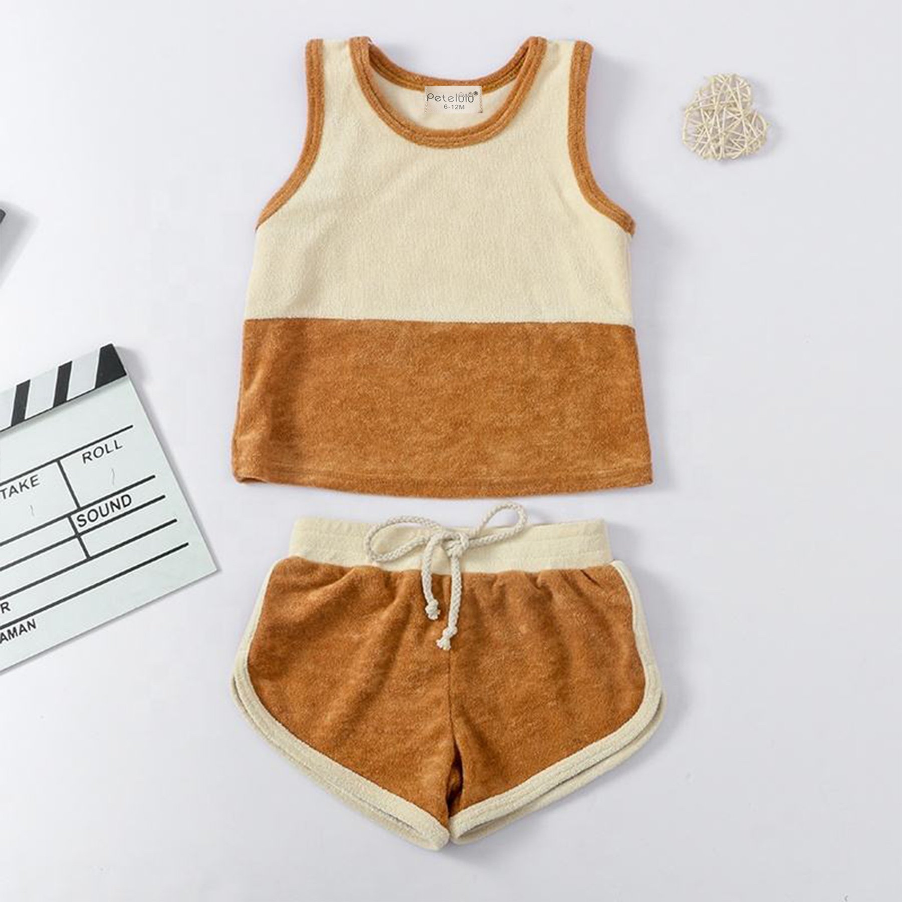 New arrivals color matching sleeveless baby outfit customize color france terry sets Toddler boys clothing sets
