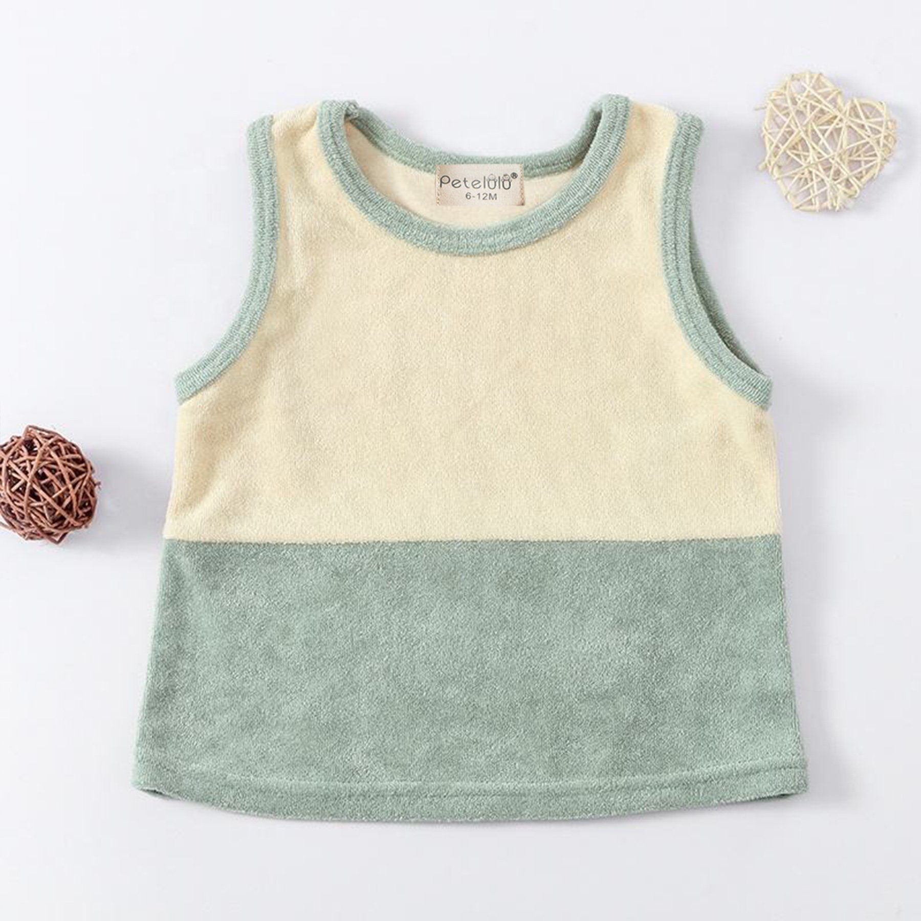 New arrivals color matching sleeveless baby outfit customize color france terry sets Toddler boys clothing sets
