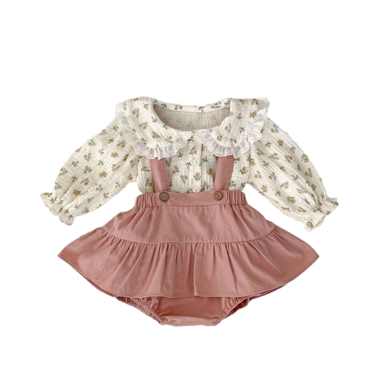 Wholesale 2024 Fall Baby Clothing Sweet Style Floral Crew-Neck Long Sleeve Cotton Baby Clothing Sets