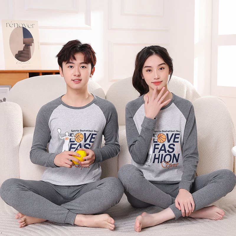 High Quality Spring Winter 6-16years Kids Pajamas Boys Girls Home Clothes Long Tops Pants 2pieces Sets Teenagers Suits