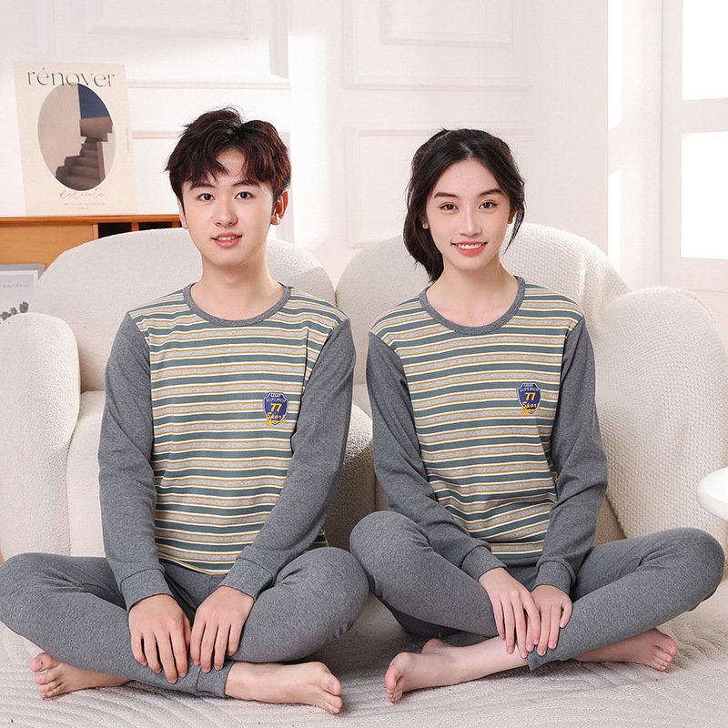 High Quality Spring Winter 6-16years Kids Pajamas Boys Girls Home Clothes Long Tops Pants 2pieces Sets Teenagers Suits