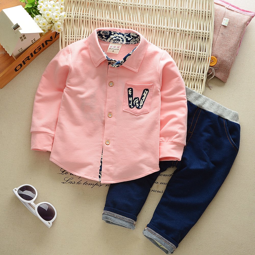 Long sleeves W toddler boys spring two piece sets clothing sets 2022