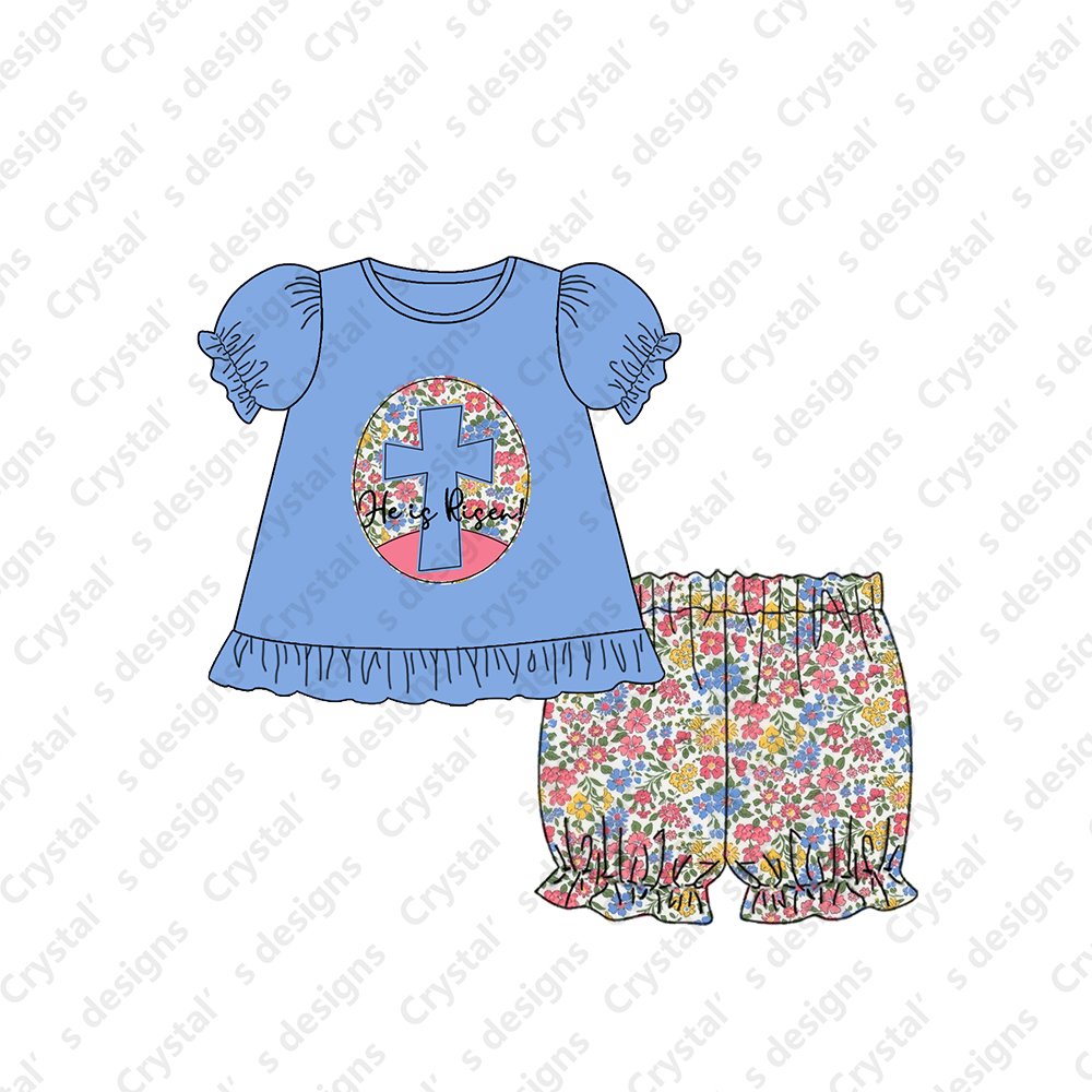 Factory Design Easter Boy Clothing Sets Cross Applique Boys Children Clothes Custom Design Kids Clothing Sets For Easter