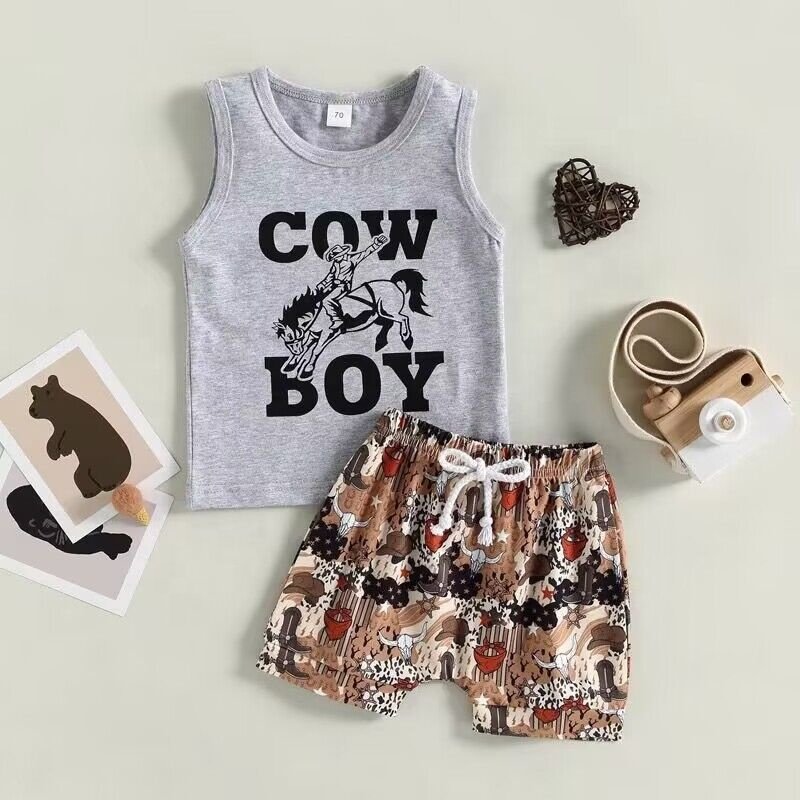 Baby Boys Clothing Set Summer Boys Sets Sleeveless Shirts Sport Solid Shorts Sets New Born Baby Boys Clothes Suits