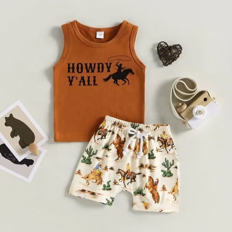 Baby Boys Clothing Set Summer Boys Sets Sleeveless Shirts Sport Solid Shorts Sets New Born Baby Boys Clothes Suits