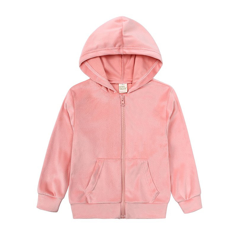 custom high quality luxury velvet kids tracksuit hoodie plain zip up clothes boys girls sweatsuit winter clothing