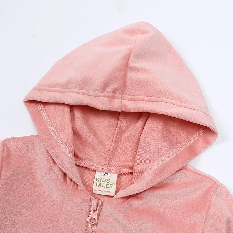 custom high quality luxury velvet kids tracksuit hoodie plain zip up clothes boys girls sweatsuit winter clothing
