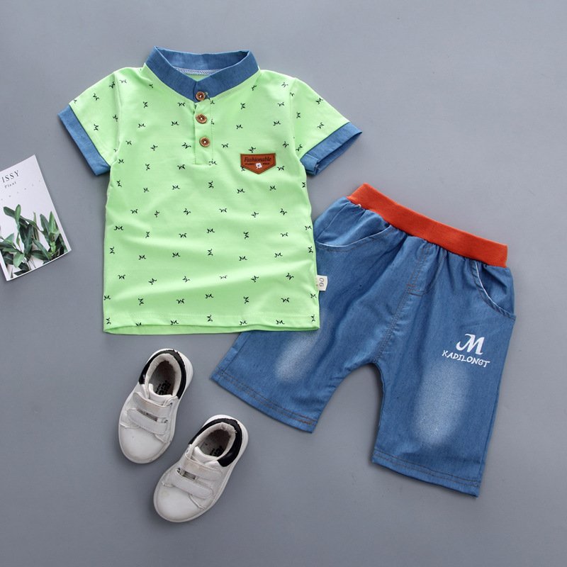 Summer new style boy and baby suit cartoon short-sleeved suit two-piece set