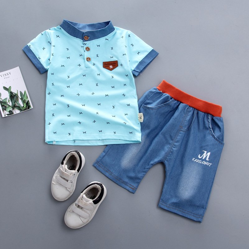 Summer new style boy and baby suit cartoon short-sleeved suit two-piece set