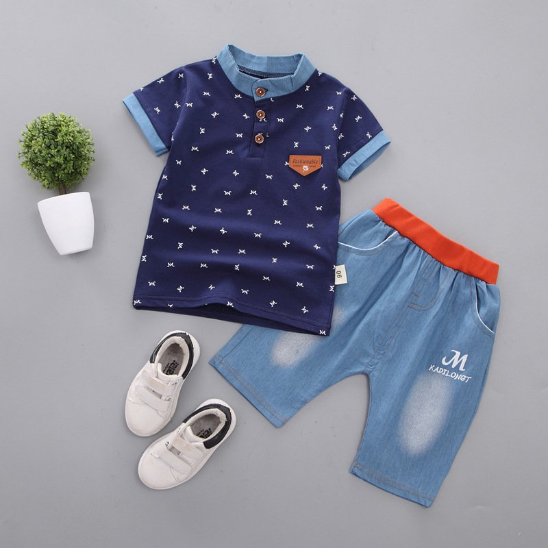Summer new style boy and baby suit cartoon short-sleeved suit two-piece set