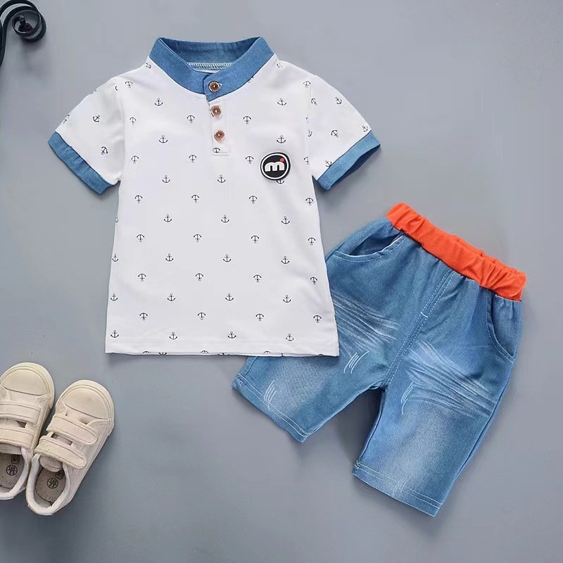 Summer new style boy and baby suit cartoon short-sleeved suit two-piece set