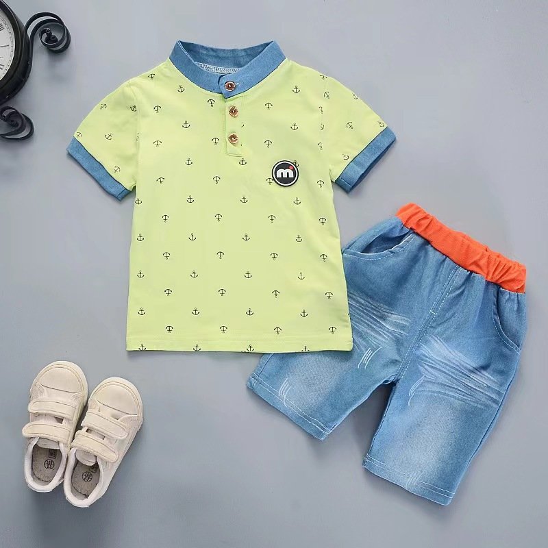 Summer new style boy and baby suit cartoon short-sleeved suit two-piece set