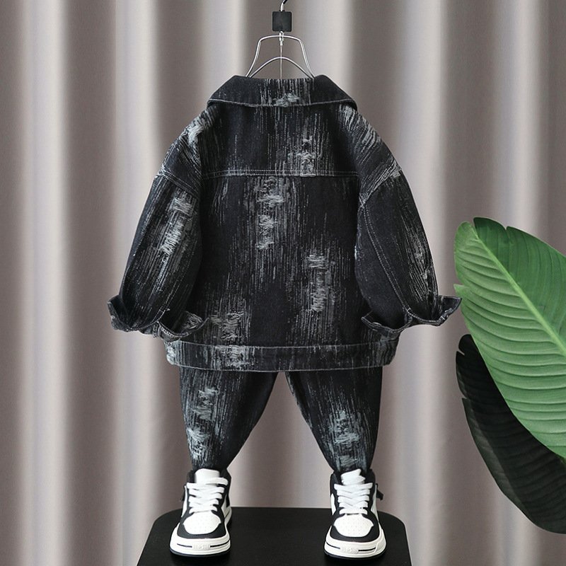Boys denim suits autumn new children clothing handsome boys spring and autumn clothes Korean style two-piece suits trendy