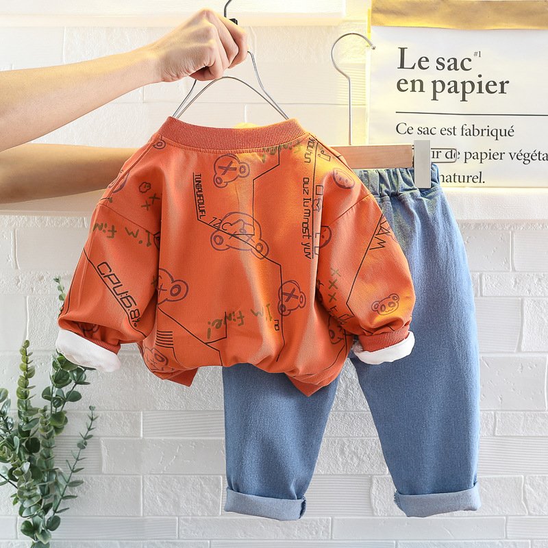 Autumn Baby Clothes 1-4 Year Old Toddler Boy Clothes Cardigan Jacket T-shirt Jeans Three-piece Set Boy Kids Clothing