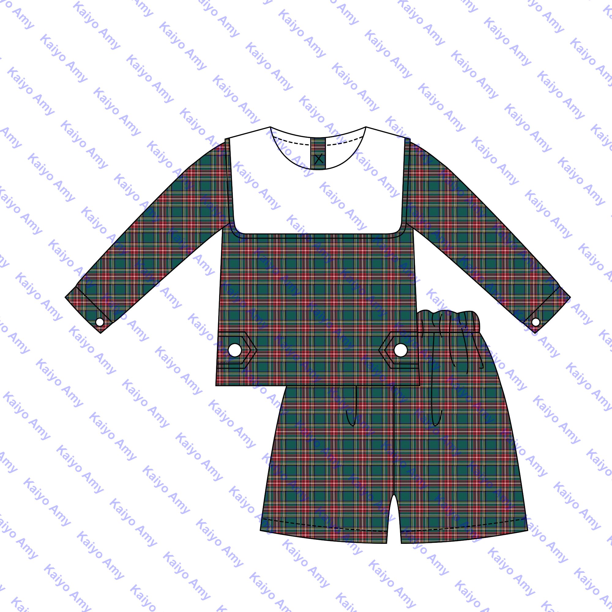 Christmas green flannel plaid toddler girls dresses bib collared sibling matching toddler boys clothing sets