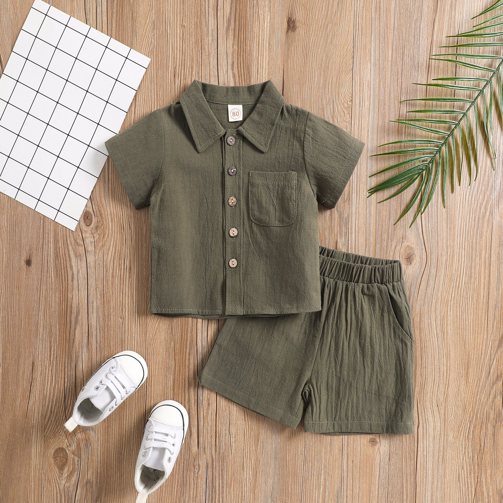Summer Toddler Baby boy clothes set Children Shorts Shirt Jogger Designer Comforter Linen Clothing girls outfit solid color Sets