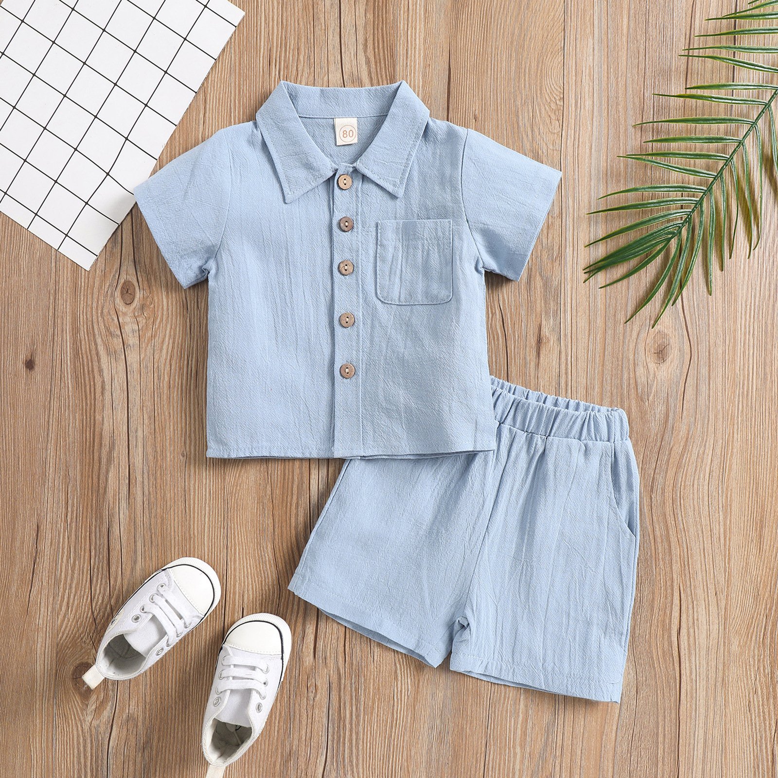 Summer Toddler Baby boy clothes set Children Shorts Shirt Jogger Designer Comforter Linen Clothing girls outfit solid color Sets