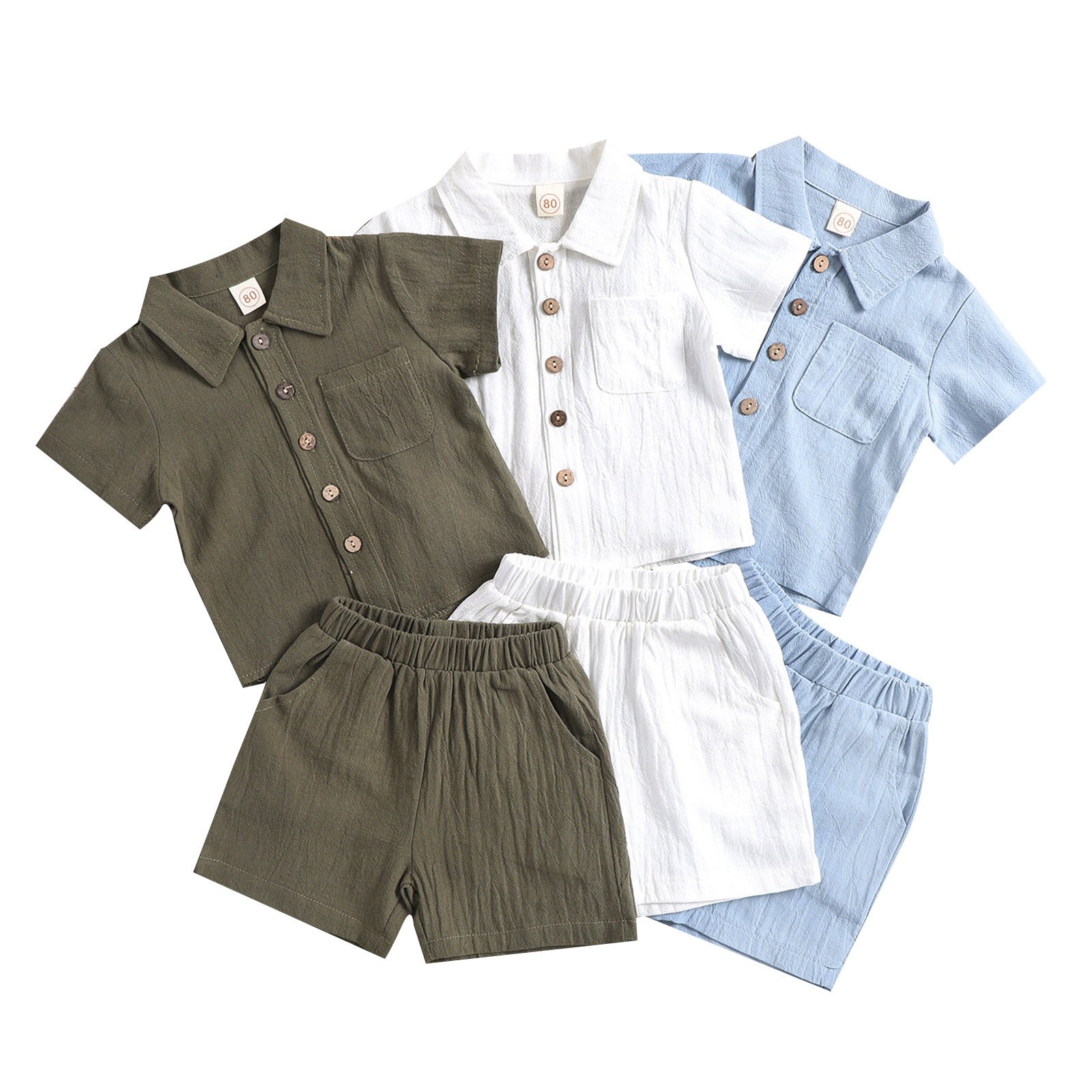 Summer Toddler Baby boy clothes set Children Shorts Shirt Jogger Designer Comforter Linen Clothing girls outfit solid color Sets