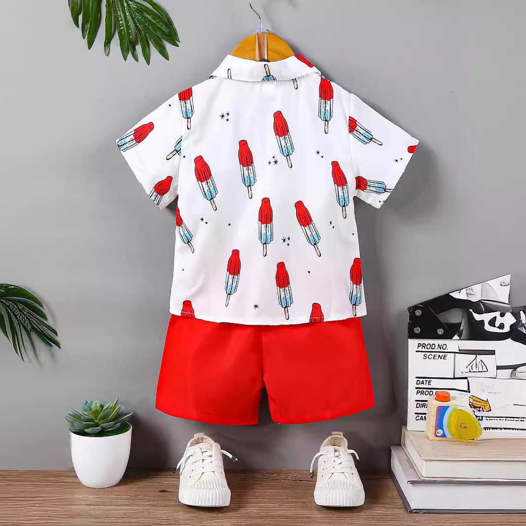 Summer Boys Baby Children Cartoon Casual Shirt Short Sleeve Shorts suit