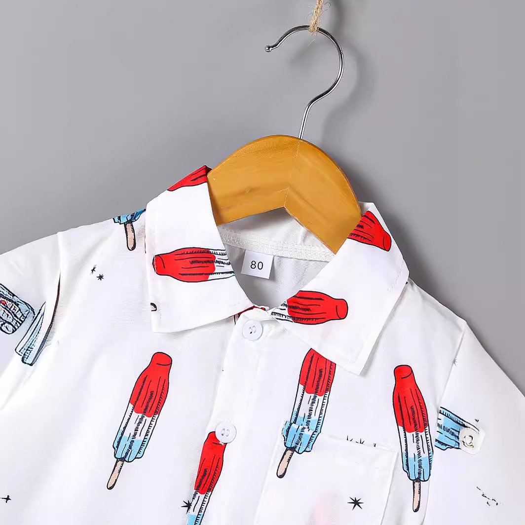 Summer Boys Baby Children Cartoon Casual Shirt Short Sleeve Shorts suit