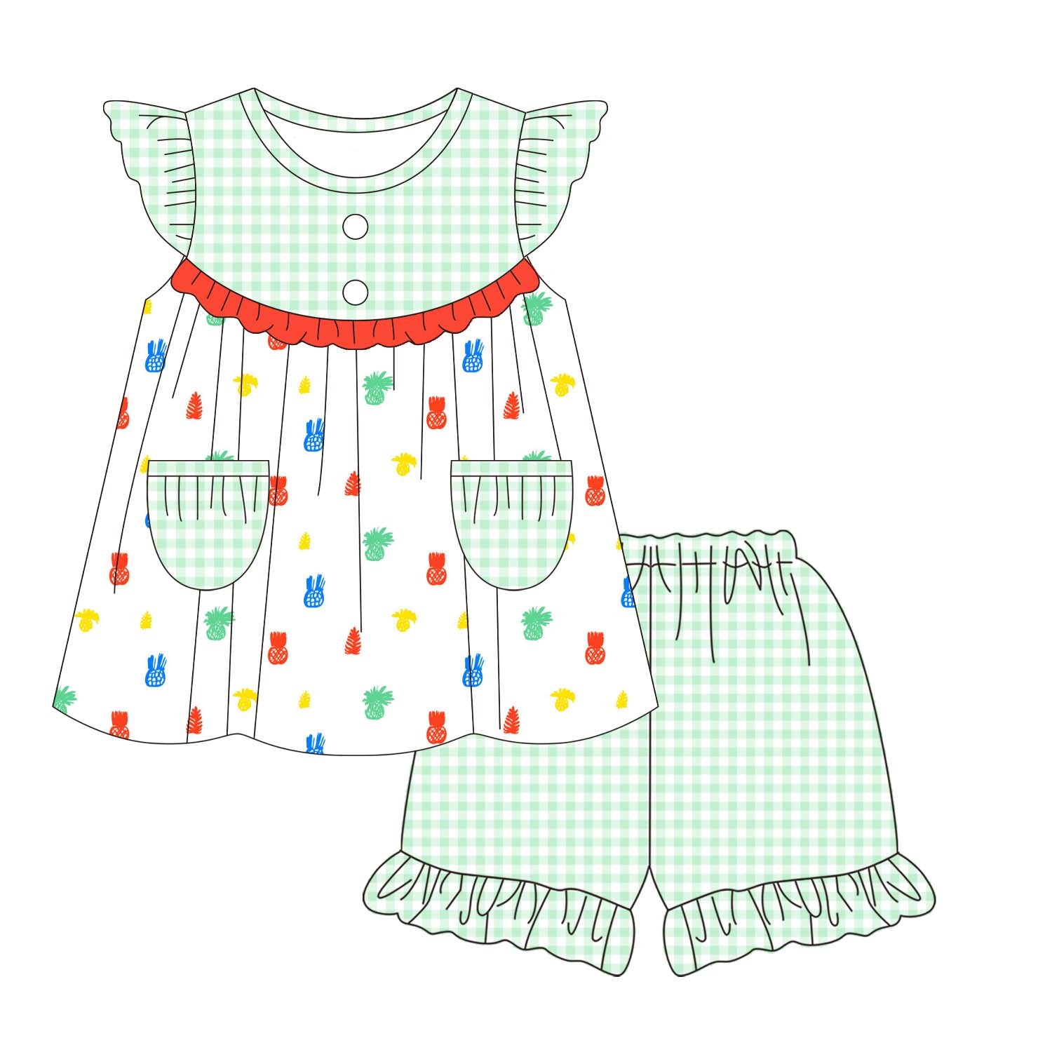 Newest Designs Children Wears Clothes customized wholesale boy set watermelon embroidery baby boys clothing sets