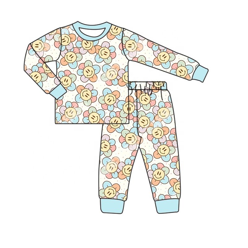 Hot selling children's Christmas Halloween bamboo fiber long sleeved hoodie baby jogging set Boys clothing set home clothing