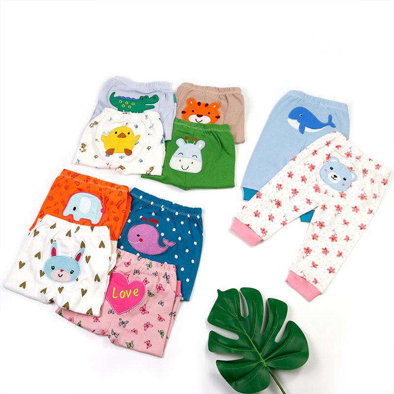 The factory outlet cute lovely baby jogger pants with embroidery and printing infant&toddler clothing