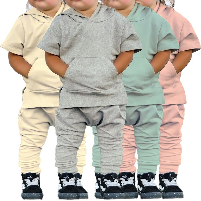 kids tales summer boys girls clothing set short sleeve cotton hoodie toddler boys outfits