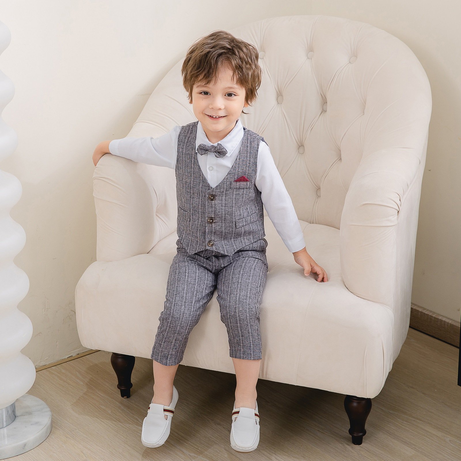 Boutique Kids Boy Formal Vest Suit Baby Toddler Boys Waistcoat Suspender Pants Sets Kids Clothes Wedding Party Boys Clothing Set