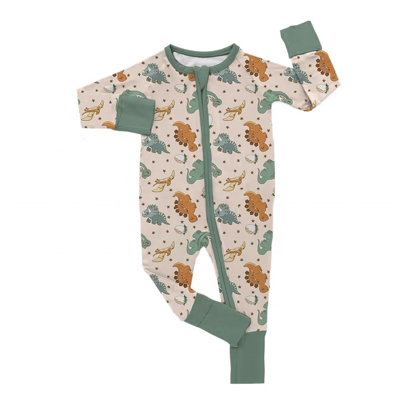 Factory Wholesale Kids Bamboo Pajamas Set Dinosaur Printed Baby Bamboo Short Romper Infant Boys Bamboo Sleepwear