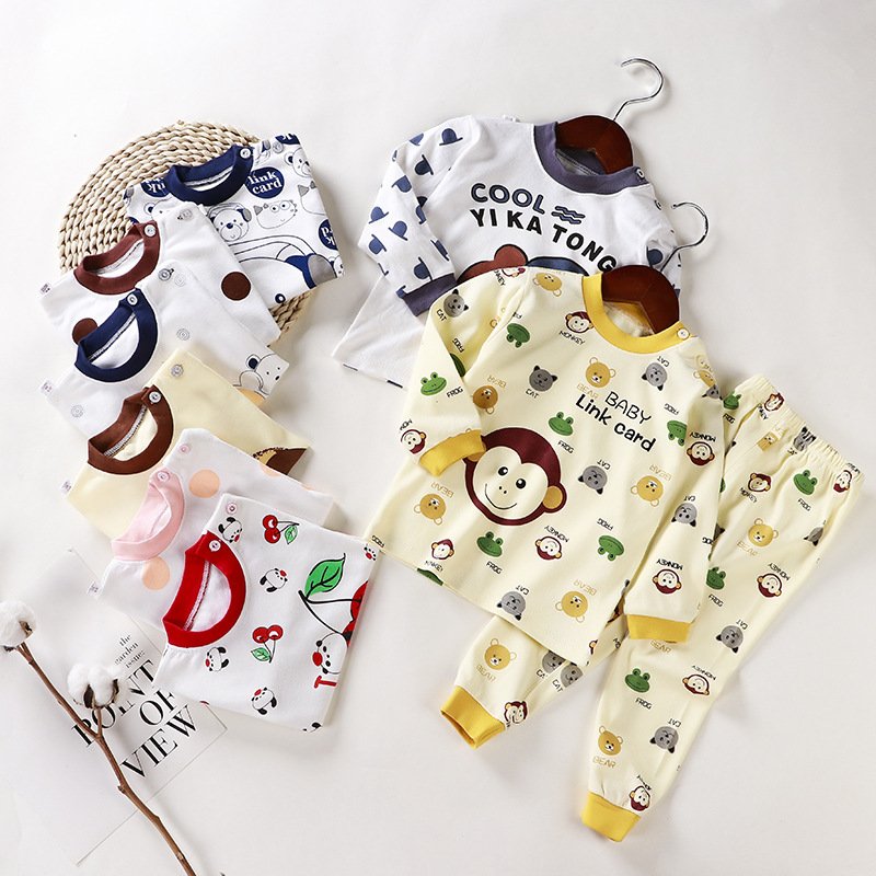 Wholesale Price 100% Pure Cotton Children Girls Boys Clothing Sets Kids Pajamas