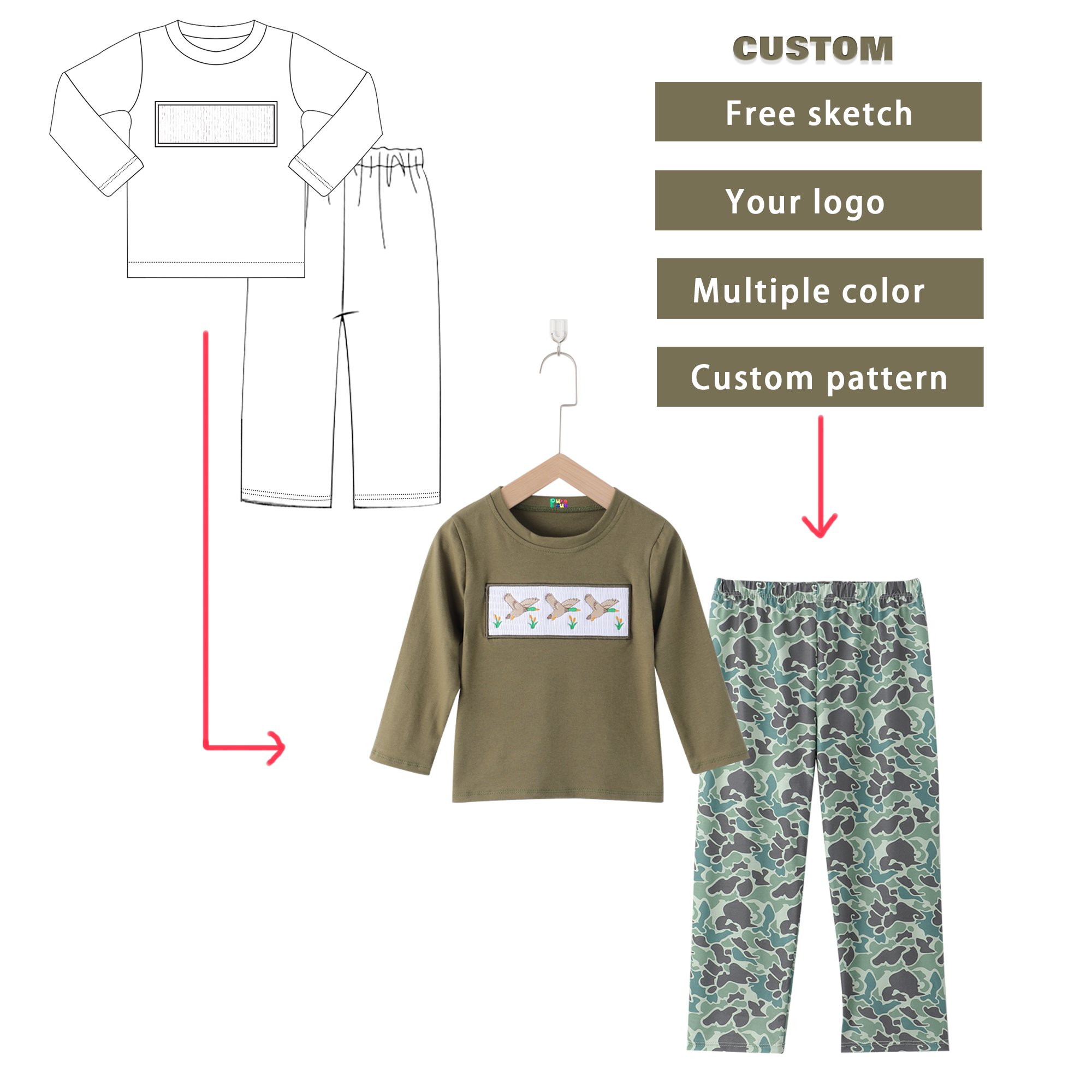 Puresun Ready To Ship Boy Clothing Sets Popular Wholesale Price Custom Pattern long Sleeves