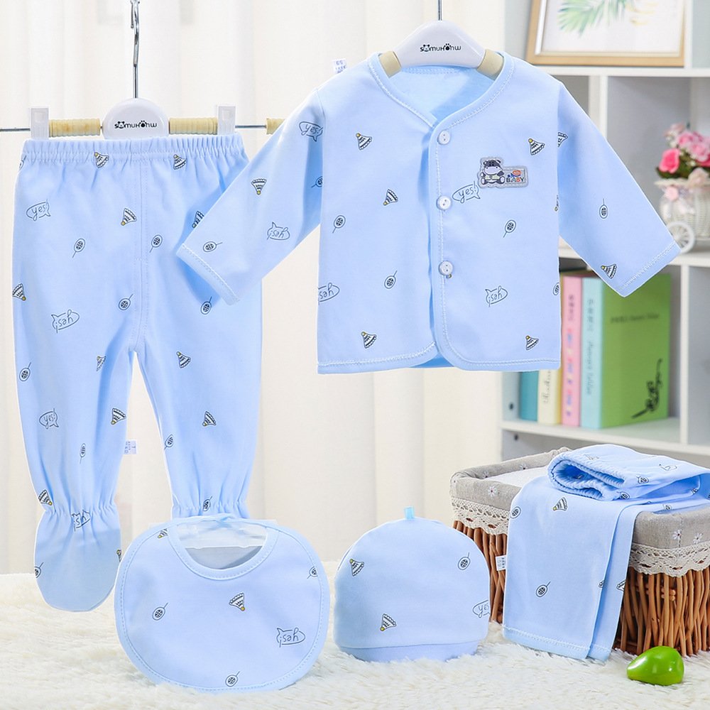 Wholesale Price Newborn Baby Rompers Custom 5 Pcs Clothes Gift Set for Spring Summer Season