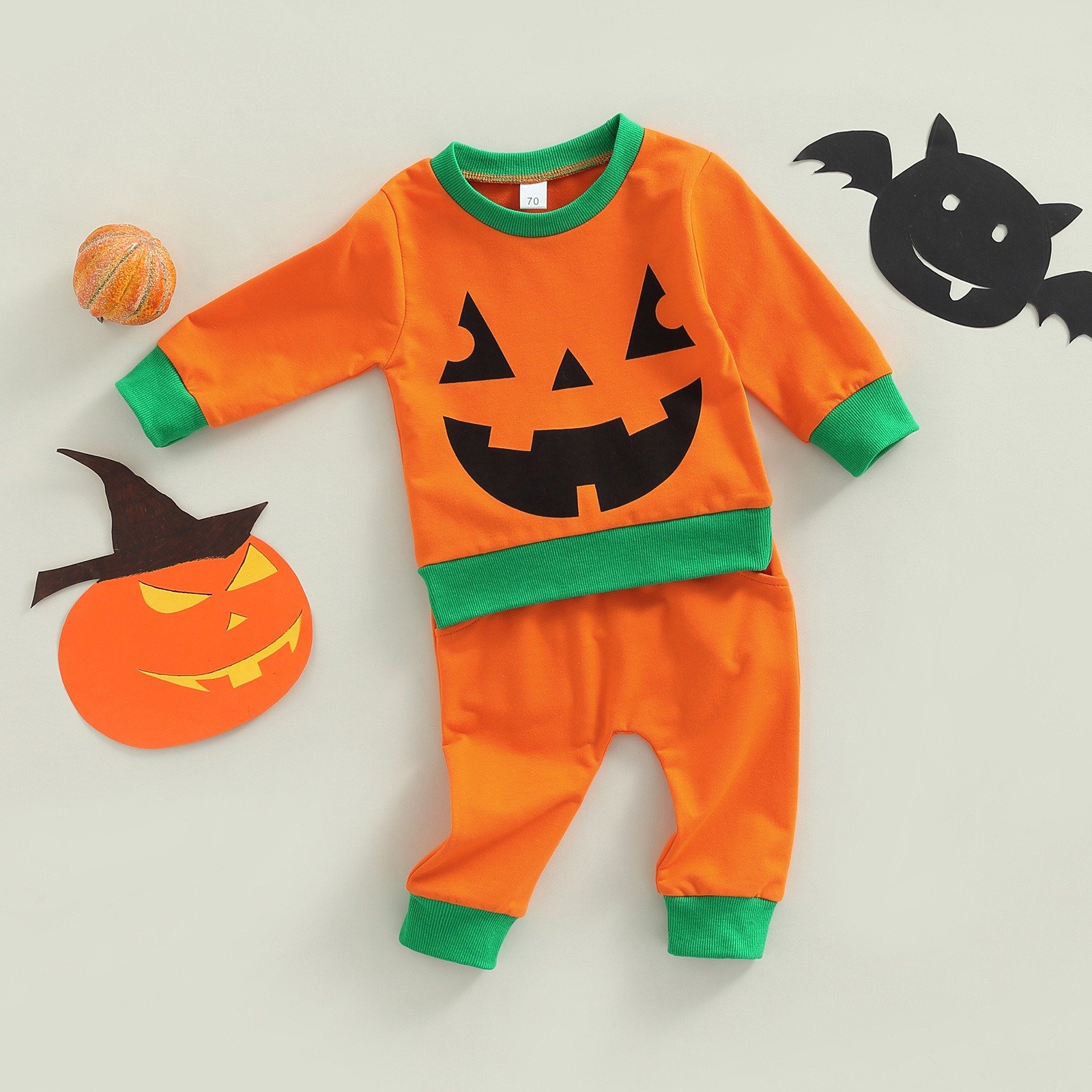 Halloween children clothing autumn boys girl clothing set pumpkin print long-sleeved sweatshirt two-piece suit homewear