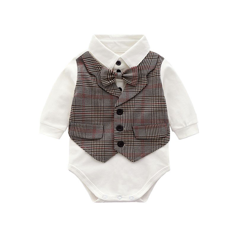Top sale Gentleman birthday children's suit baby clothing sets baby bodysuit pants and hat 3 pieces set for spring