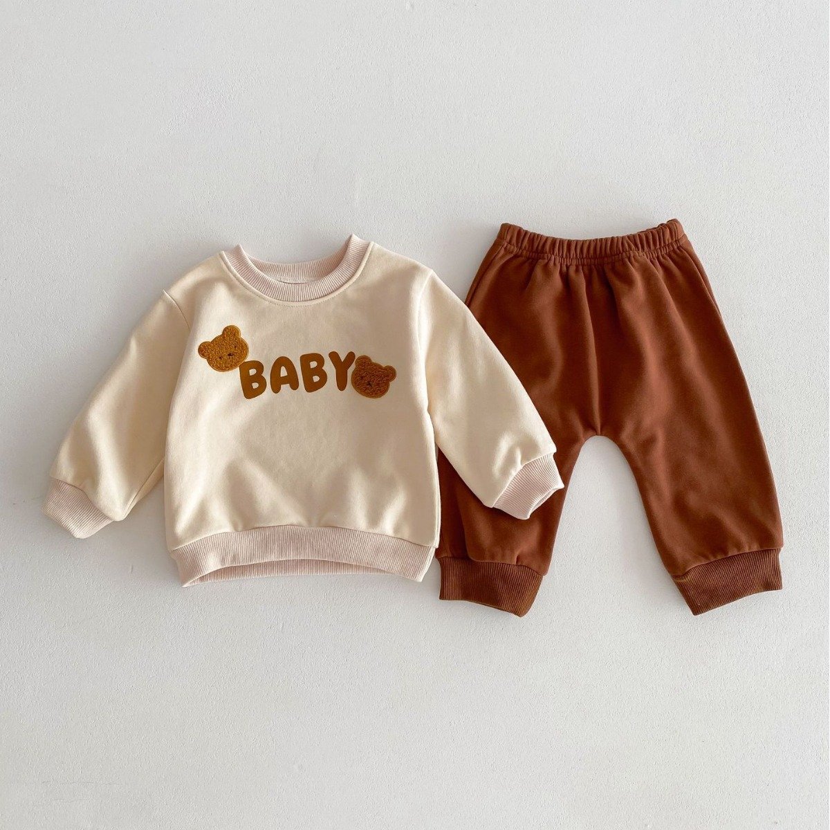 Warm children's set cute children's clothing Little Bear construction Boys and Girls Same Two Piece Set